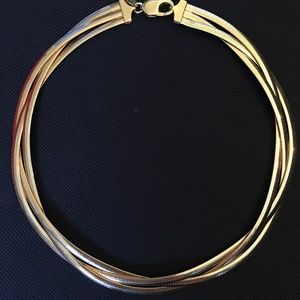 Classic 16 Inch Gold Tone Omega Choker Necklace